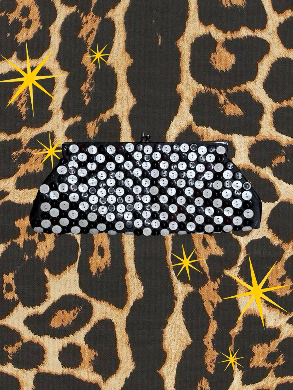 K.C.MALHAN | Vintage Black Sequin Button Clutch Bag | Great Condition - Picture 2 of 4